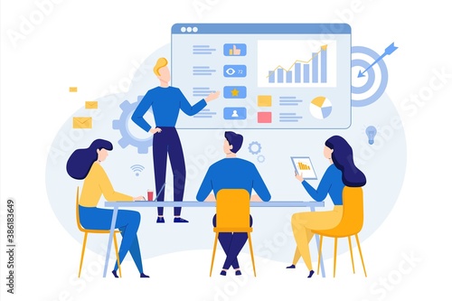 Digital marketing flat design concept. Office people