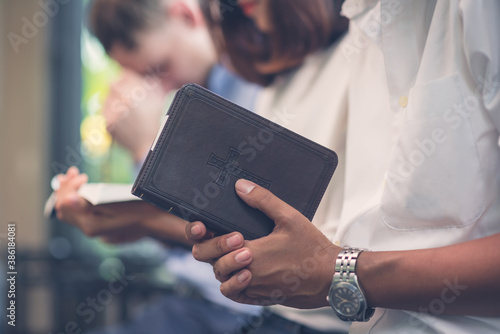 Obraz na plátně Christians and Bible study concept