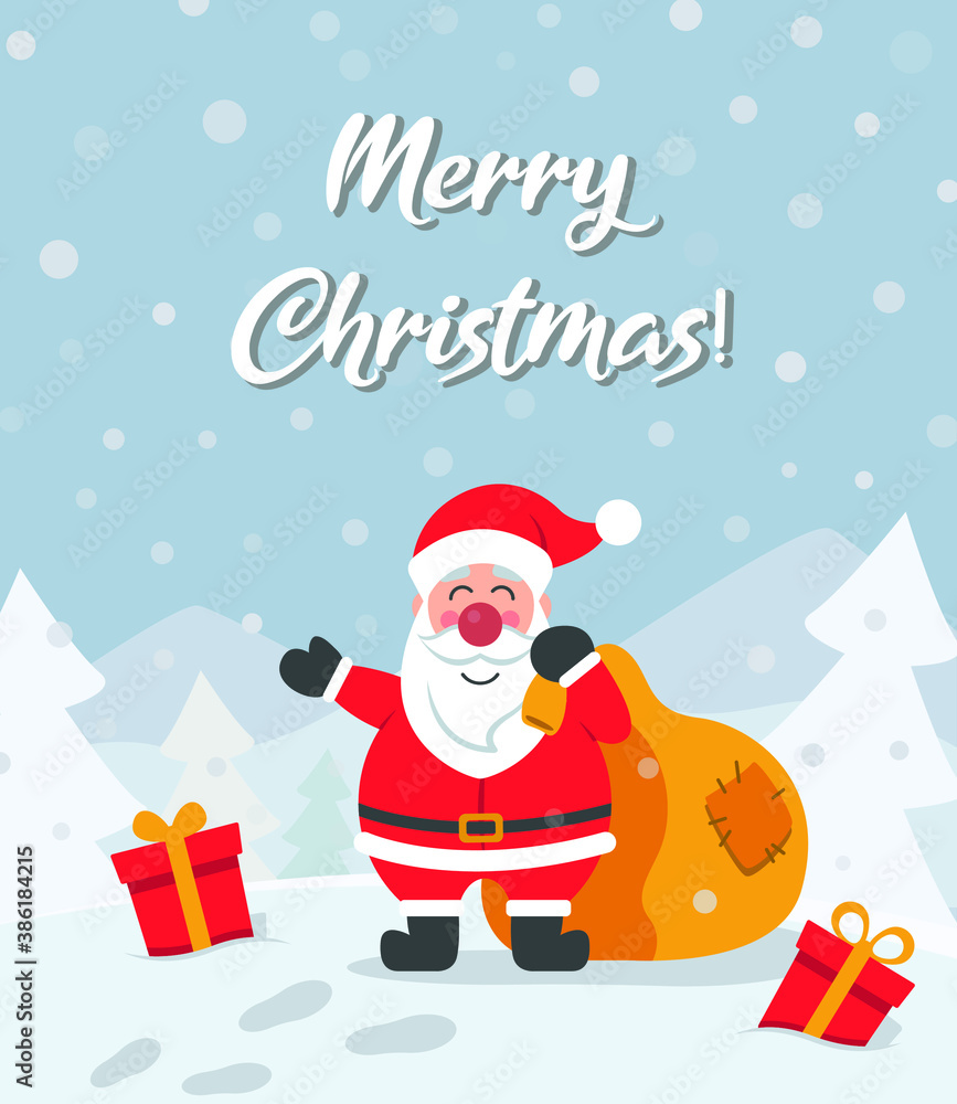 Merry Christmas greeting card with Santa Claus Vector image Merry Christmas greeting card with Santa Claus Vector image