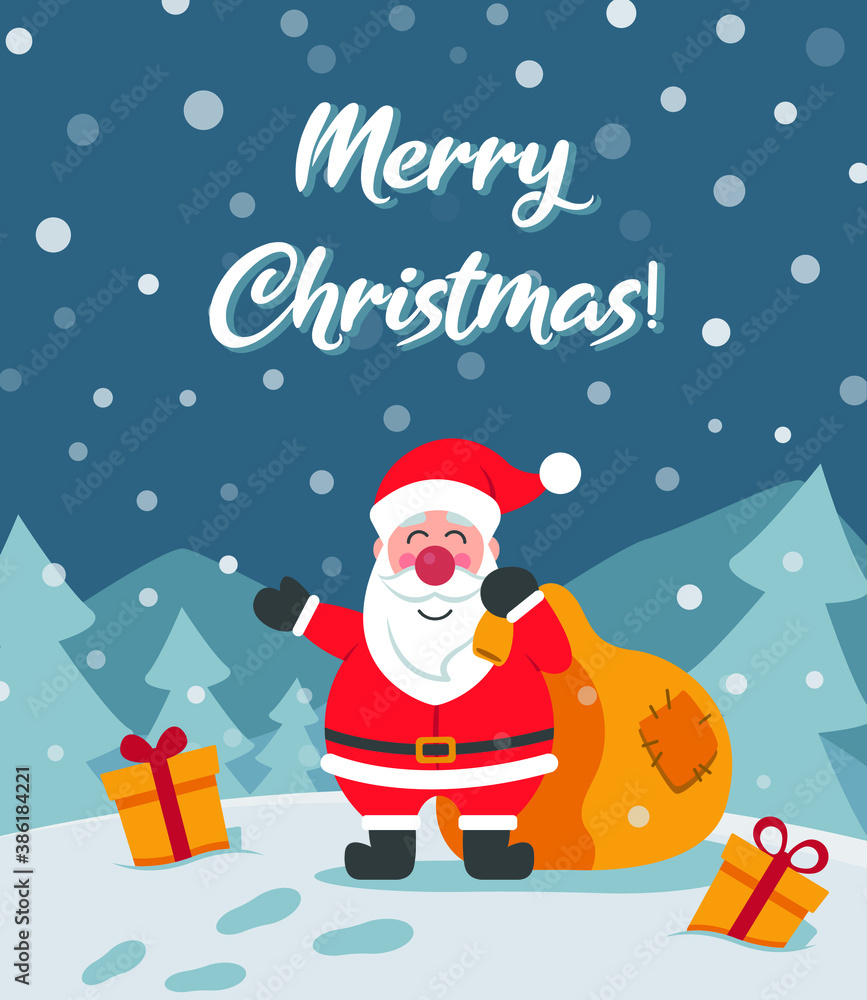 Merry Christmas greeting card with Santa Claus Vector image Merry Christmas greeting card with Santa Claus Vector image