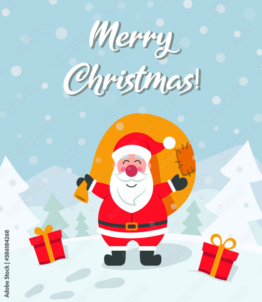 Merry Christmas greeting card with Santa Claus Vector image Merry Christmas greeting card with Santa Claus Vector image