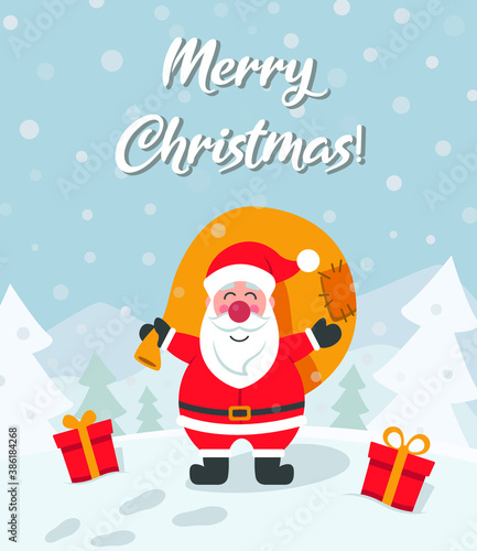 Merry Christmas greeting card with Santa Claus Vector image © eosboy