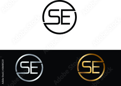 SE Circular Letter Logo with Circle Design and Black red gold color