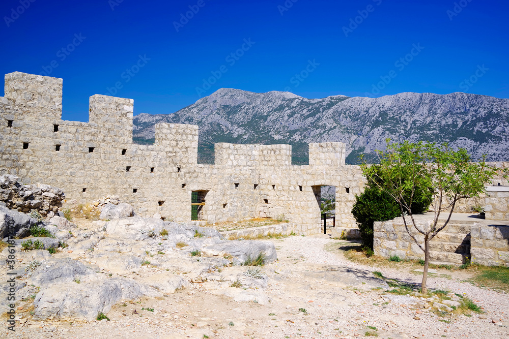 Starigrad Fortress above Omis resort, Dalmatia region of Croatia, Europe