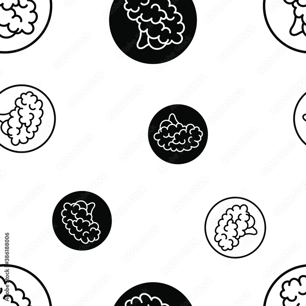 Seamless patterns with brain icon Seamless patterns with brain icon