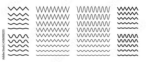 Set of wavy line. Linear zigzags. Horizontal lines.