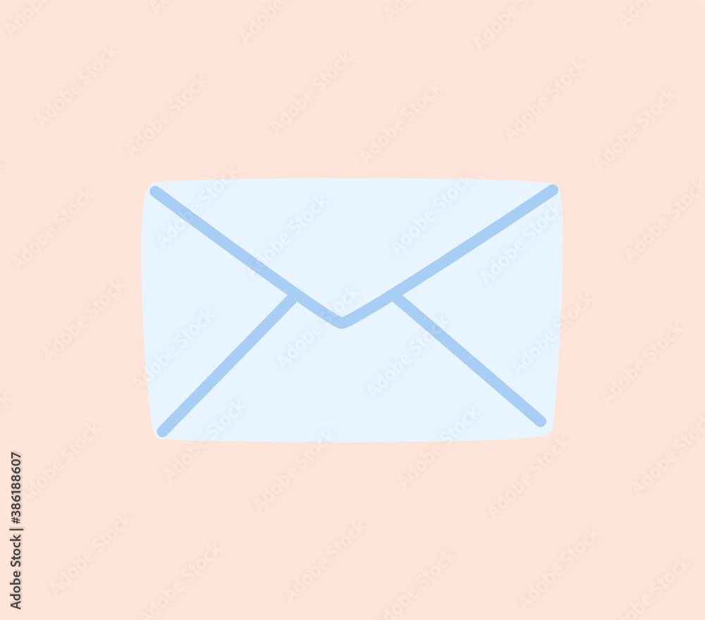 Cute, closed envelope in a hand-drawn style, isolated on a pink background. Element for templates, postcards, posters, and invitations. Vector hand-drawn illustration. Cute, closed envelope in a hand-drawn style, isolated on a pink background. Element for templates, postcards, posters, and invitations. Vector hand-drawn illustration.