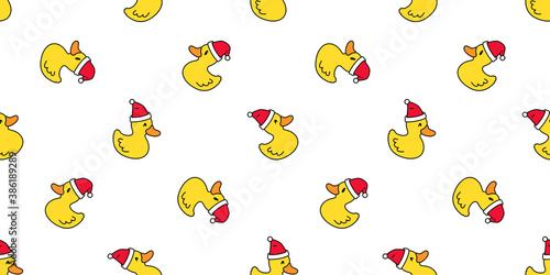 Fotografie duck seamless pattern christmas santa claus hat vector rubber duck bird farm car