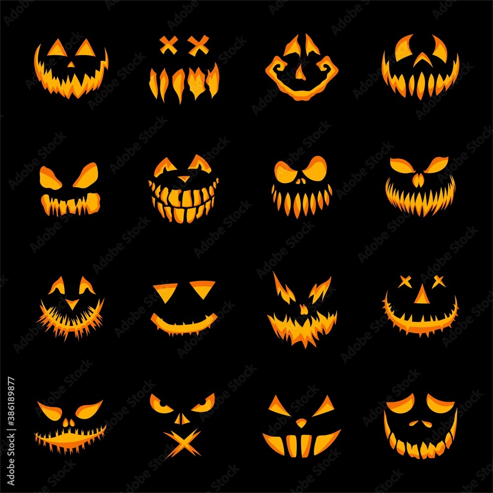 Scary faces of Halloween pumpkin or ghost Scary faces of Halloween pumpkin or ghost