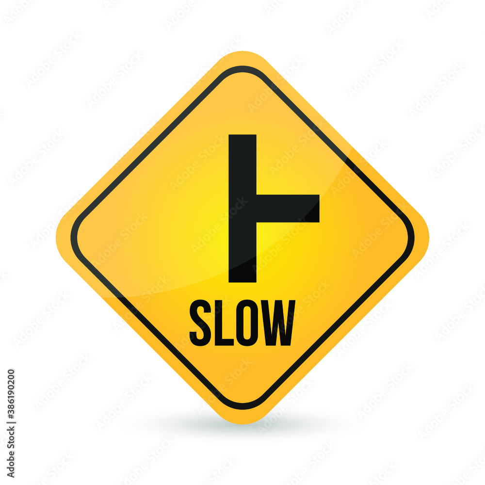 Warning sign, right intersection ahead. Eps10 vector illustration. Warning sign, right intersection ahead. Eps10 vector illustration.