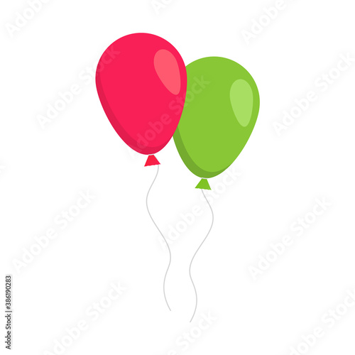 Colored balloons in a flat style. Cartoon balloons for birthday and party. Vector