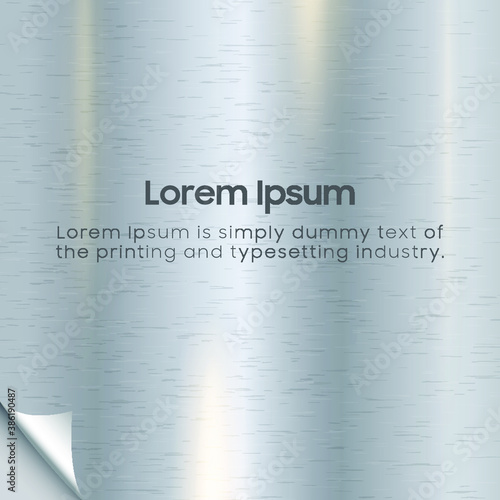 Metal background with curl edge and sample text. Eps10 vector illustration.