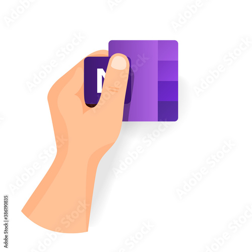 Hand keep new OneNote icon from popular program office microsoft. Vector separate icons