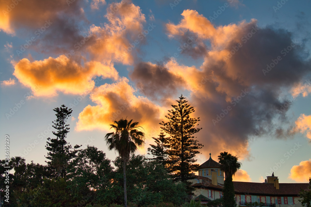Dramatic sunset over an old house Dramatic sunset over an old house