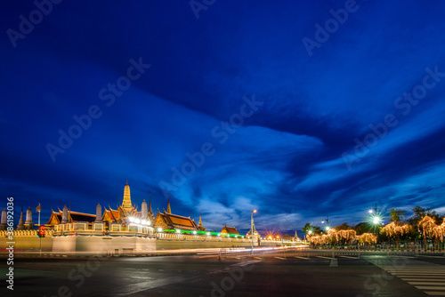 Wat Phra Kaew under storm cloudy - The landmark temple in bangkok Thailand photo