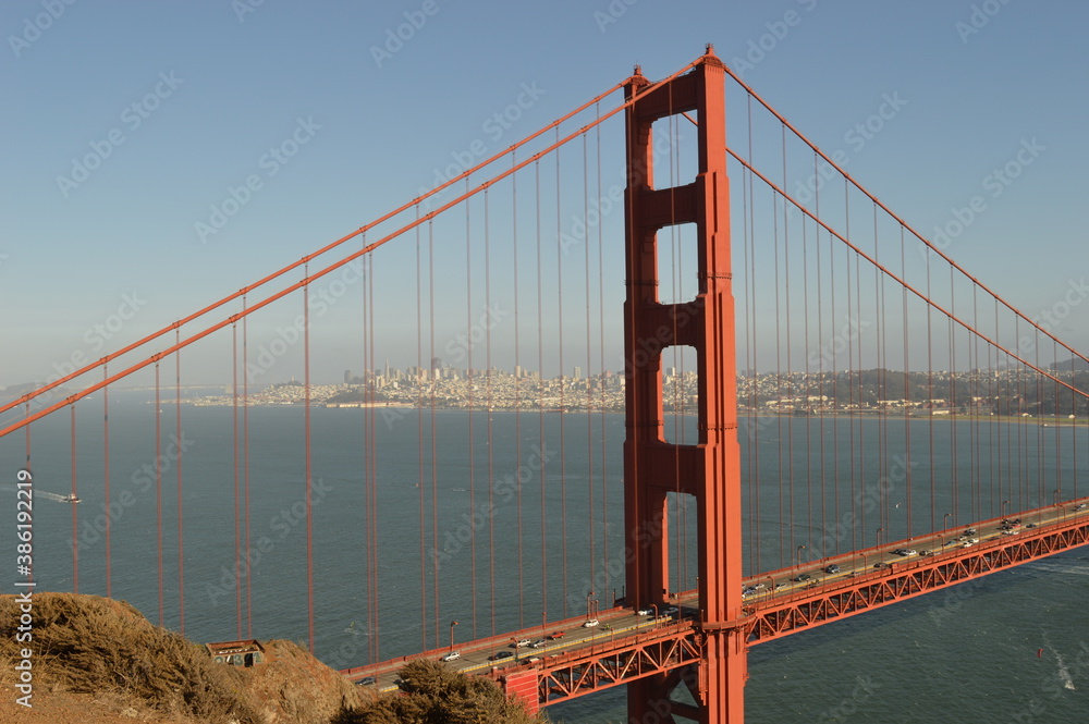 Obraz premium The Point Reyes National Seashore, Golden Gate Bridge and Alcatraz Island outside of San Francisco in California, USA
