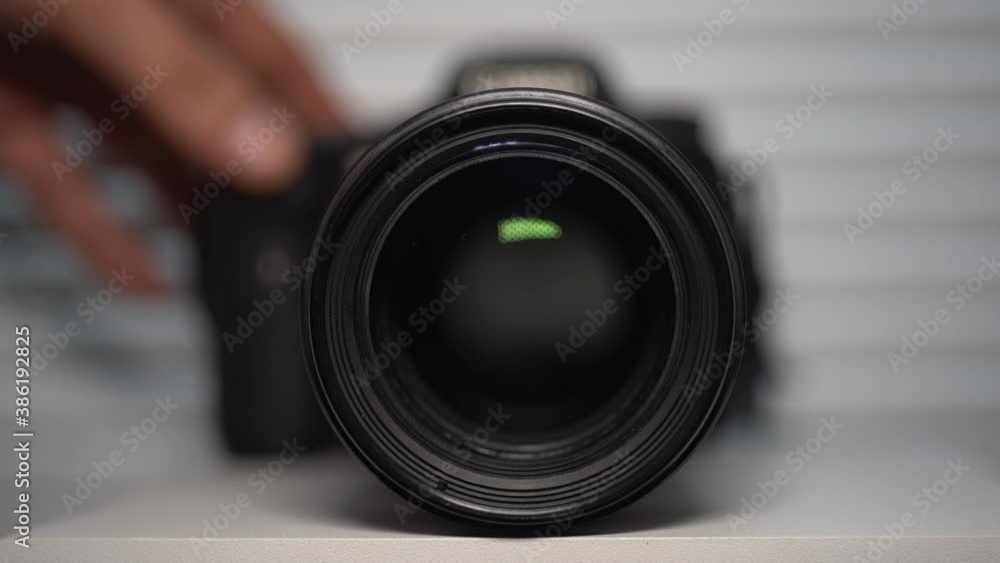 camera shutter click and digital SLR camera mirror movement and blurred