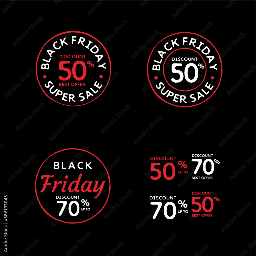Vintage retro Black friday discount badge stamp vector pack