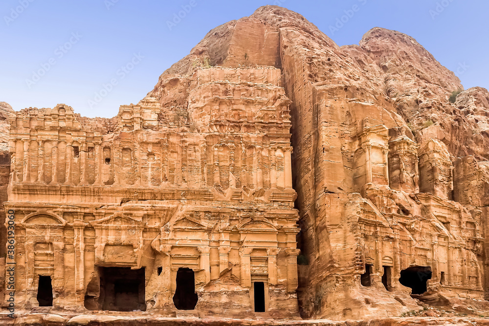 Ancient abandoned rock city of Petra in Jordan tourist attraction

