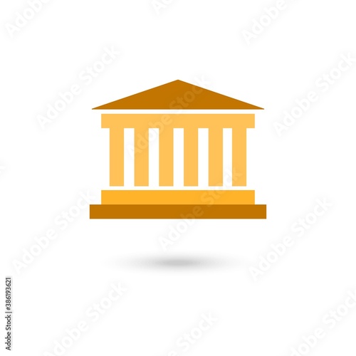Parthenon temple at Acropolis, Athens, Greece, flat vector illustration.