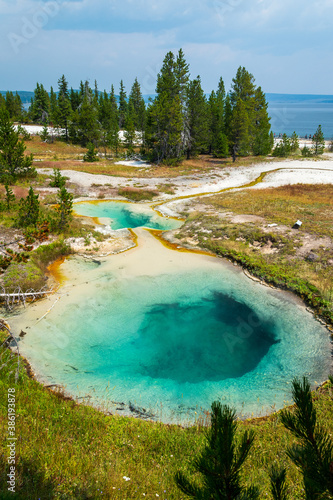 Bluebell Pools in the West Thumb Geyser Basin area of the Yellowstone National Park, WY - USA