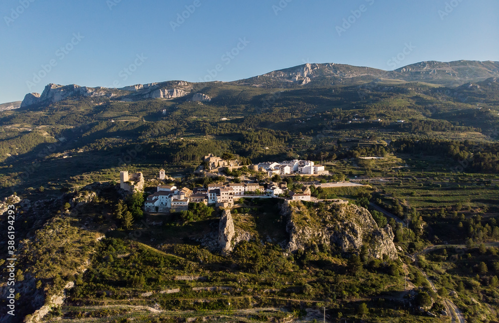 Aerial view El Castell de Guadalest and surroundings. Spain