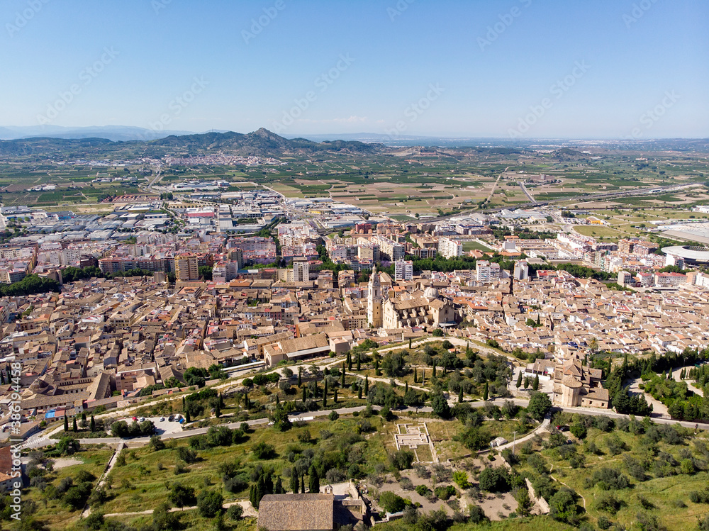 Aerial photography Xativa townscape. Spain