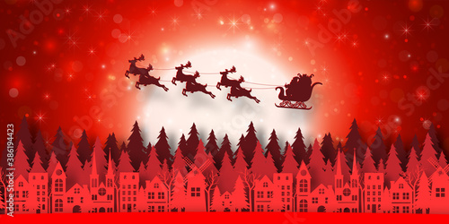 Merry Christmas and Happy New Year, Background banner of Santa Claus is coming to town