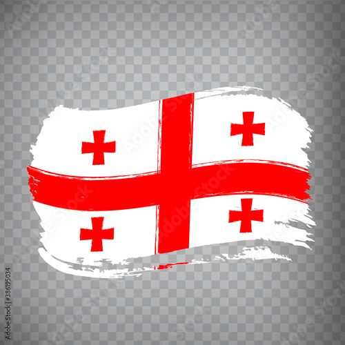 Flag Georgia, brush stroke background.  Flag Georgia on transparent background for your web site design, app, UI.  Vector illustration EPS10.