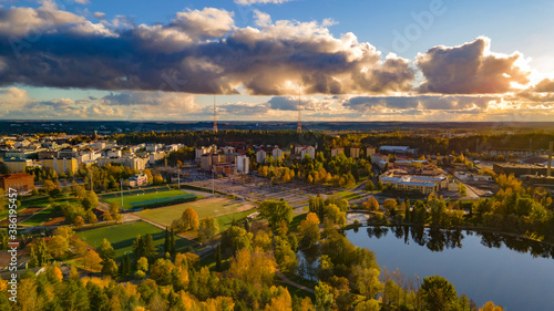 Lahti  Finland. Autumn colors from air. 2020