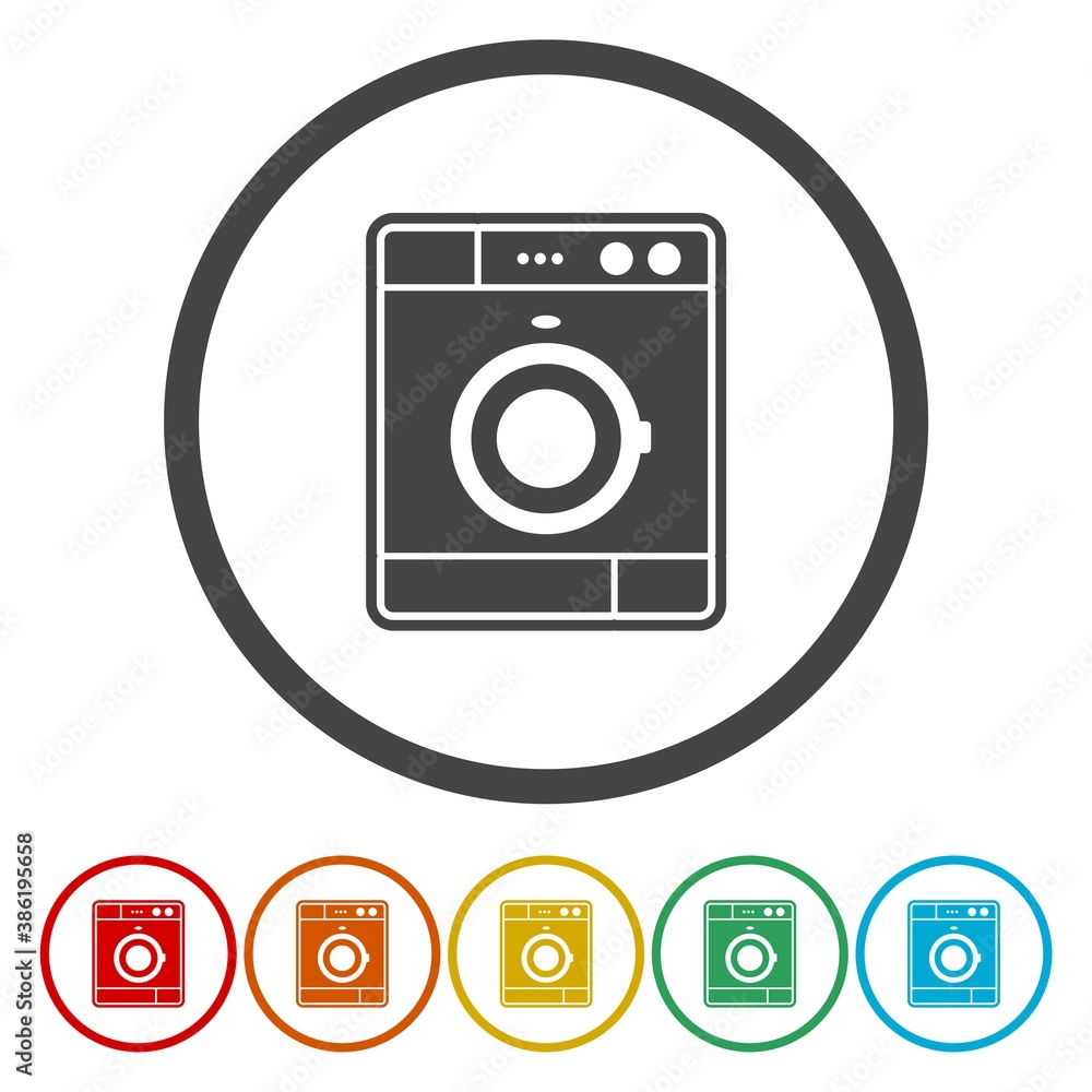 Washing machine ring icon, color set Washing machine ring icon, color set