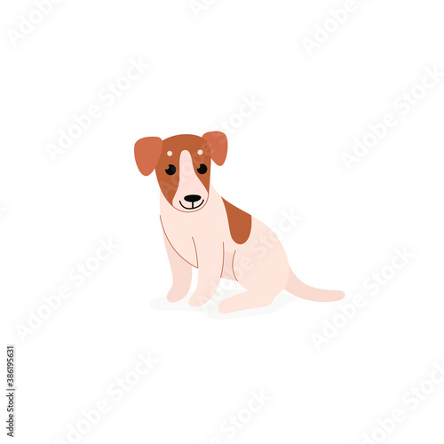 Jack russell terrier. Cute dog character. Vector illustration in cartoon style for poster, postcard.
