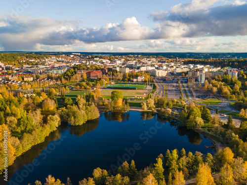 Lahti, Finland. Autumn colors from air. 2020 © PiliPaliProducktion