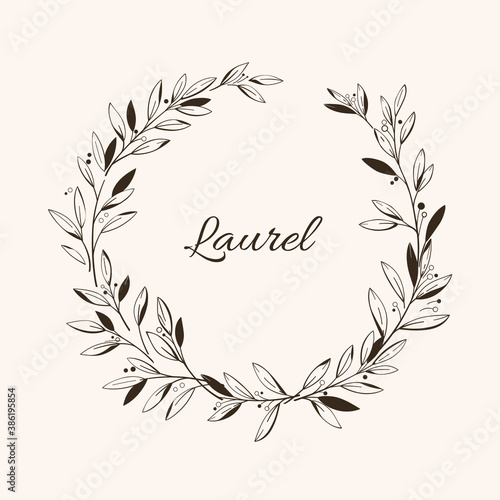 Laurel wreath. Vector design elements in boho style. Illustration for greeting card, packaging.