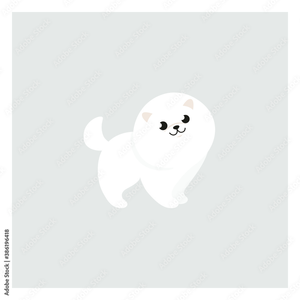 Pomeranian puppy. Cute dog character. Vector illustration in cartoon style for poster, postcard. Pomeranian puppy. Cute dog character. Vector illustration in cartoon style for poster, postcard.