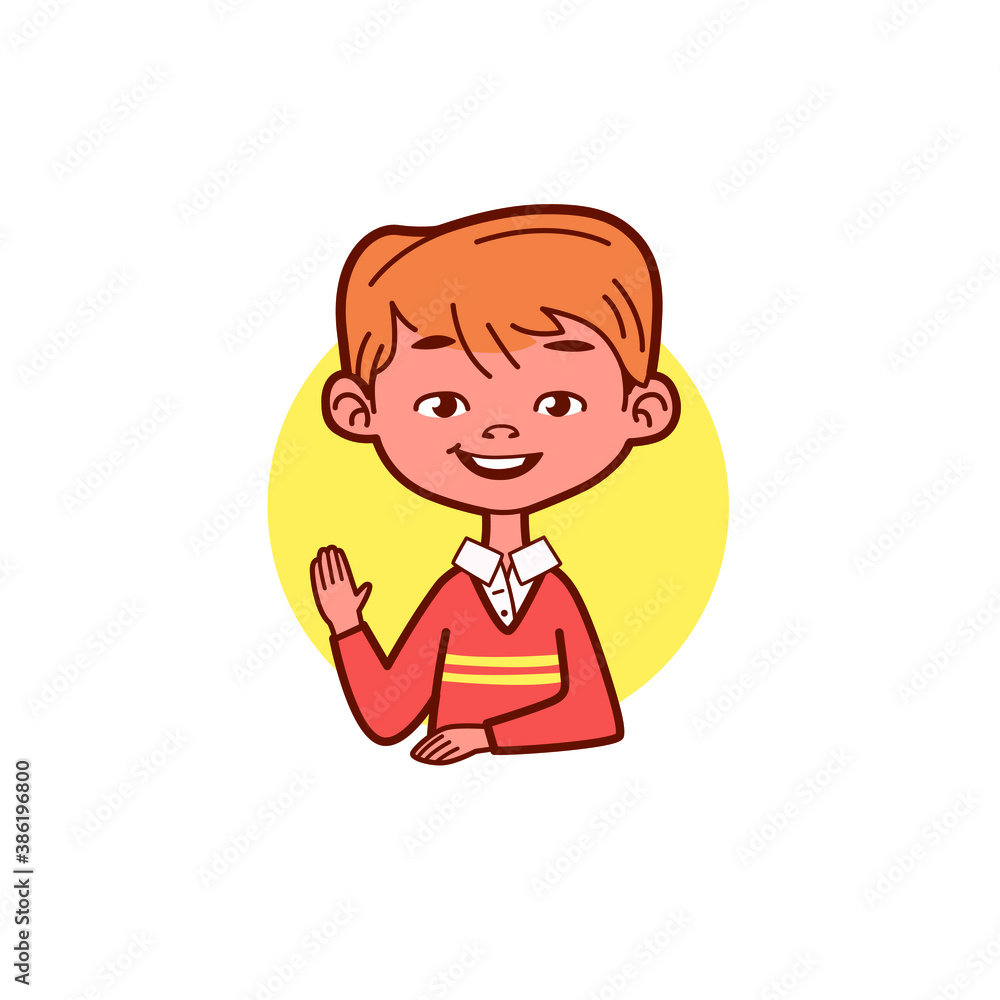 Cartoon young boy in sweater. Cartoon illustration of baby's head for logo, emblem, insignia and avatar. Cartoon young boy in sweater. Cartoon illustration of baby's head for logo, emblem, insignia and avatar.