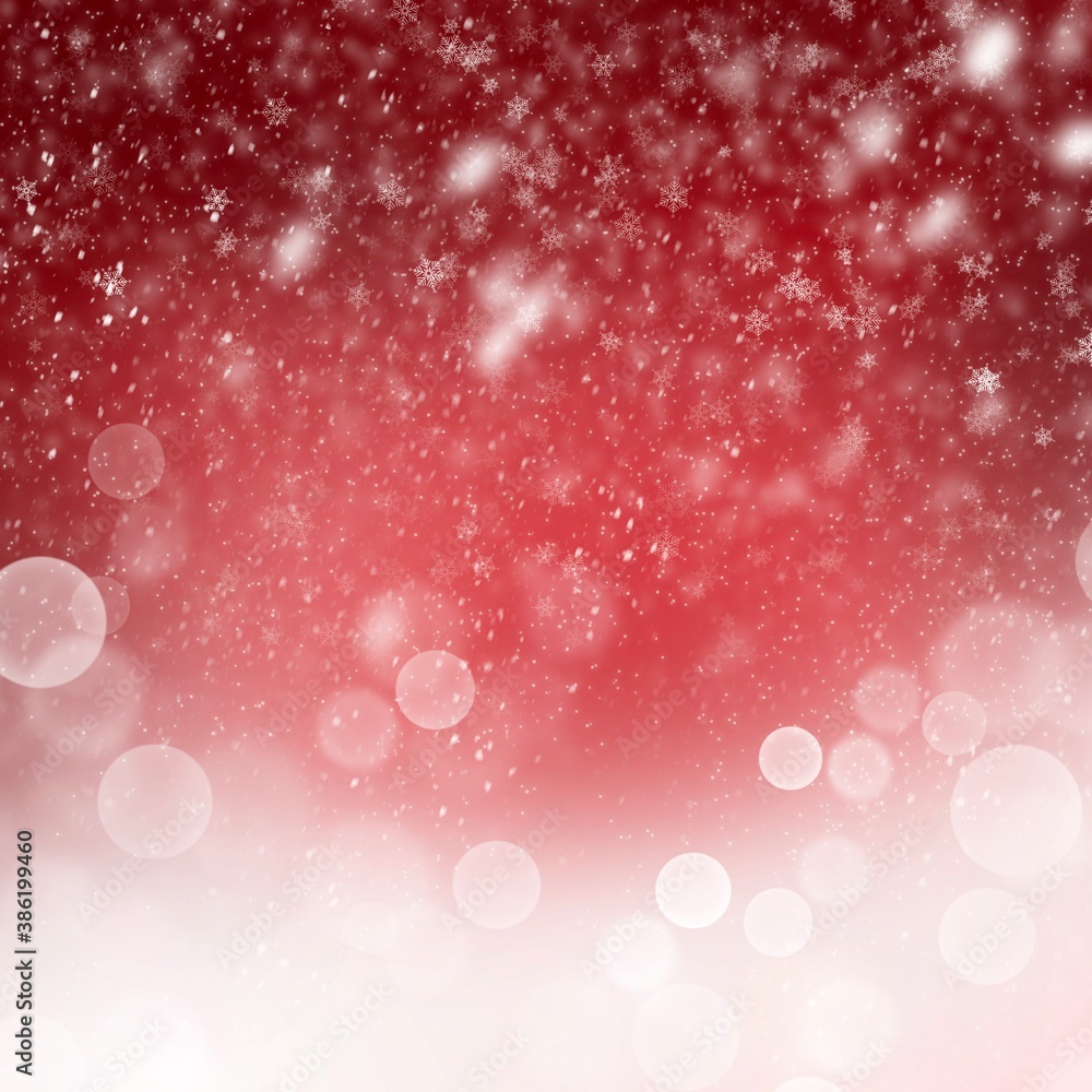 Abstract Backgrounds snow on Red backgrounds with bokeh, illustration wallpaper