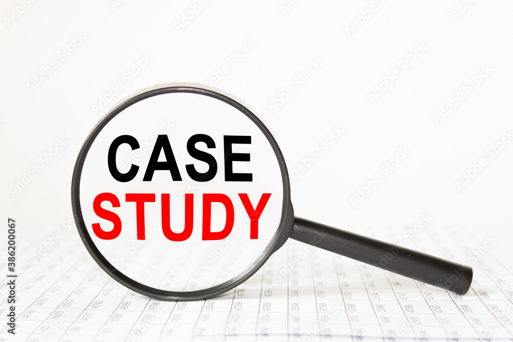 text CASE STUDY in a magnifying glass, office concept, business concept, Finance text CASE STUDY in a magnifying glass, office concept, business concept, Finance