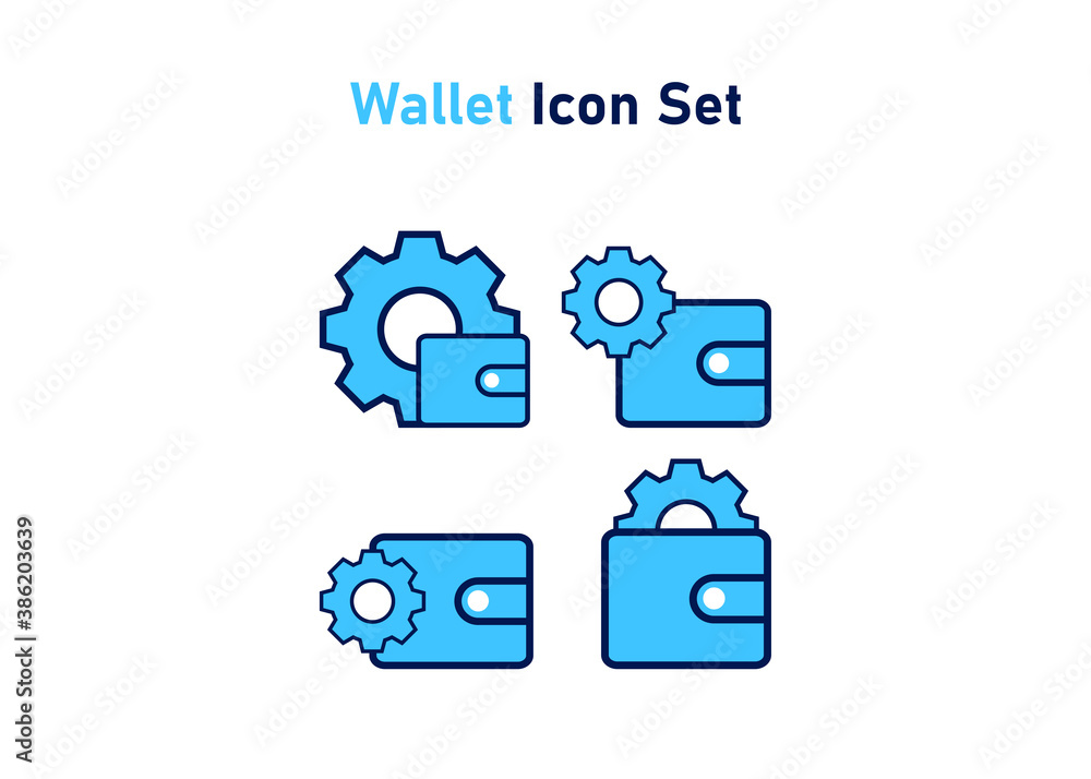 setting icon. setting with wallet symbol. Concept of financial adjustment. Vector illustration, vector icon concept. setting icon. setting with wallet symbol. Concept of financial adjustment. Vector illustration, vector icon concept.