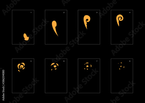 Smoke effect. dust smoke animation sprite sheet. classic dust smoke effect animation for game or cartoon or animation. vector style animation effect 1909.