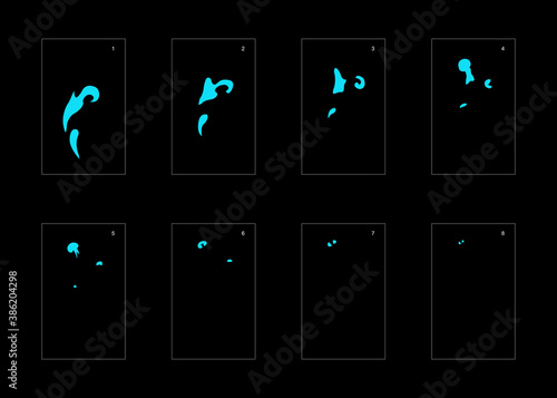 Smoke effect. blue smoke animation sprite sheet. classic smoke effect animation for game or cartoon or animation. vector style animation effect 1914.