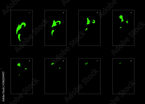 Smoke effect. liquid smoke animation sprite sheet. classic liquid smoke effect animation for game or cartoon or animation. vector style liquid animation effect 1917.