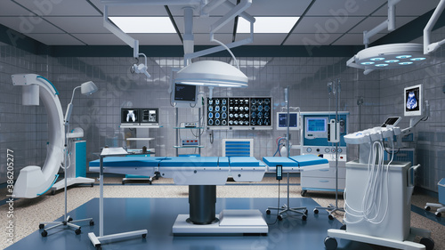 Foto Contemporary operating room with equipment. 3d illustration