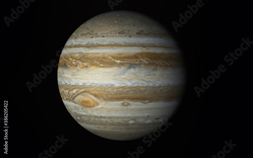 Planet Jupiter Isolated in black (Elements of this image furnished by NASA). 3D rendering