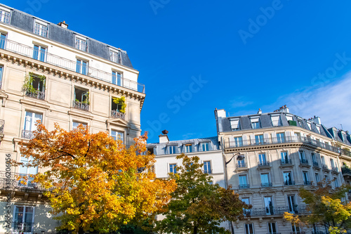 Paris, typical facades and street, beautiful buildings at Republique
