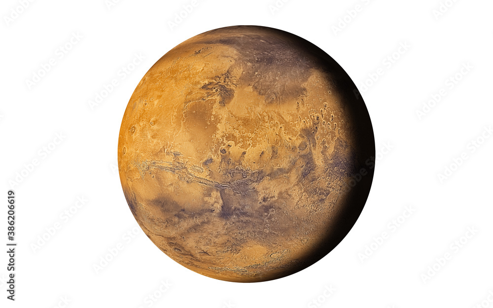Planet Mars Isolated in white (Elements of this image furnished by NASA). 3D rendering Planet Mars Isolated in white (Elements of this image furnished by NASA). 3D rendering