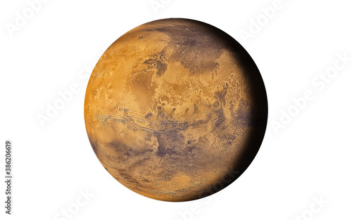 Planet Mars Isolated in white (Elements of this image furnished by NASA). 3D rendering