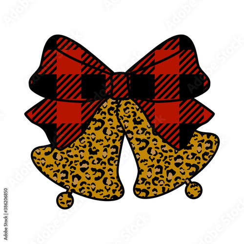 Christmas bells with a bow with an outline