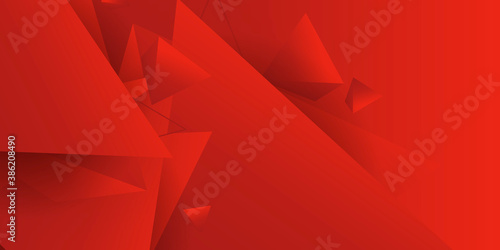 Modern bright red abstract presentation background with triangle 3D shape element. Vector illustration design for presentation, banner, cover, web, flyer, card, poster, game, texture, slide, magazine