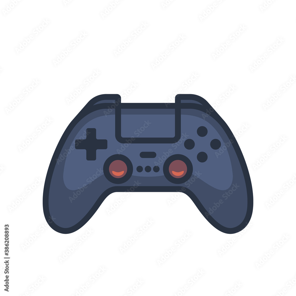 Gamepad icon with outline has dark blue tints. Vector illustration. Gamepad icon with outline has dark blue tints. Vector illustration.